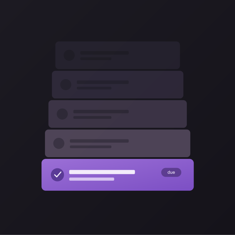 Illustration of a list of subscriptions with one highlighted